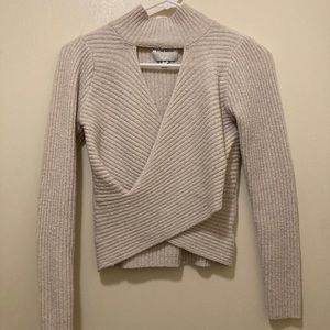 Cream High Neck & V Neck Wrap Sweater